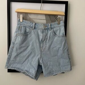 Zara Light Blue High-Waist Denim Jean Shorts